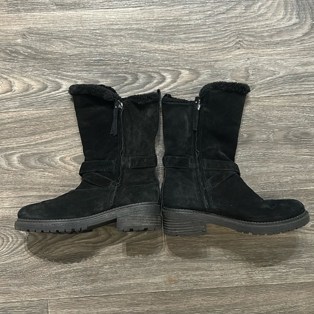 Sam Edelman Jailyn Suede Winter Boots Size 9 Faux Fur-Lined Black Zip-Up Snow - Picture 3 of 15